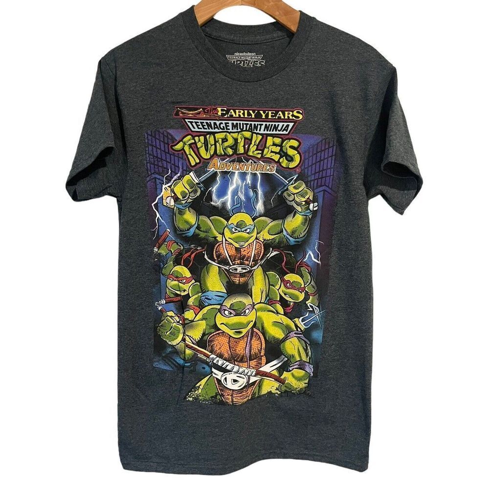 Teenage Mutant Ninja Turtles T Shirt Gray Mens Small Polyester Cotton
